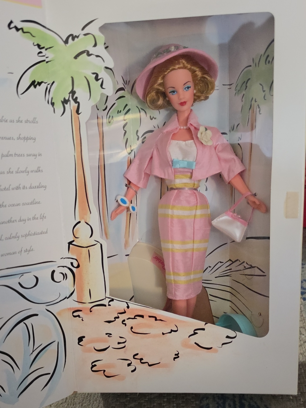 Barbie Pink Striped Pencil Skirt Doll with Hat and Purse
